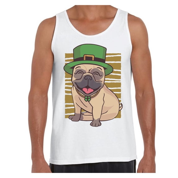 Awkward Styles Irish Sleeveless Shirt Pug in Green Hat Tank Tops for Men Paddys Day
