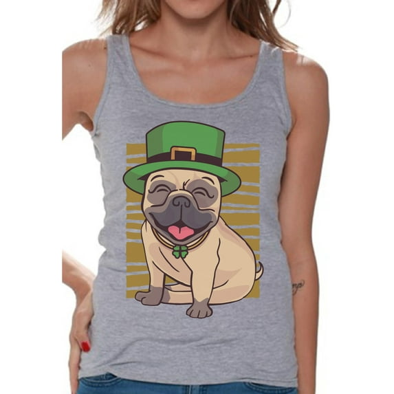 Awkward Styles Irish Sleeveless Shirt Pug in Green Hat Tank Tops for Women Paddys Day