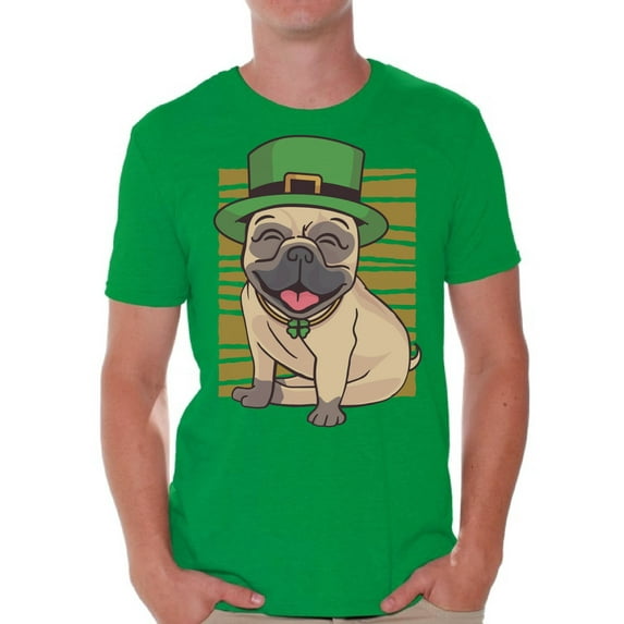 Awkward Styles Irish T-Shirt Pug in Green Hat T Shirts for Men Paddys Day