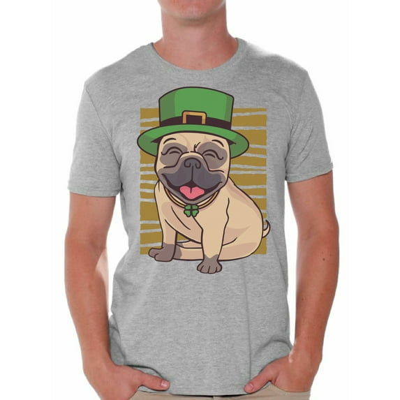 Awkward Styles Irish T-Shirt Pug in Green Hat T Shirts for Men Paddys Day