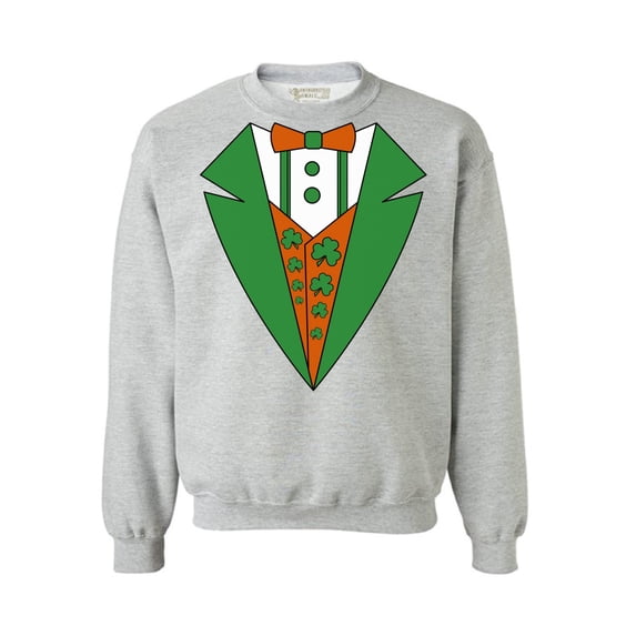 Awkward Styles Irish Tuxedo Sweatshirt Funny Leprechaun Suit Sweater for Men and Women Irish Gifts for St. Patrick's Day St. Paddy's Tuxedo Proud To Be Irish American Sweatshirts Lucky Shamrock Gifts