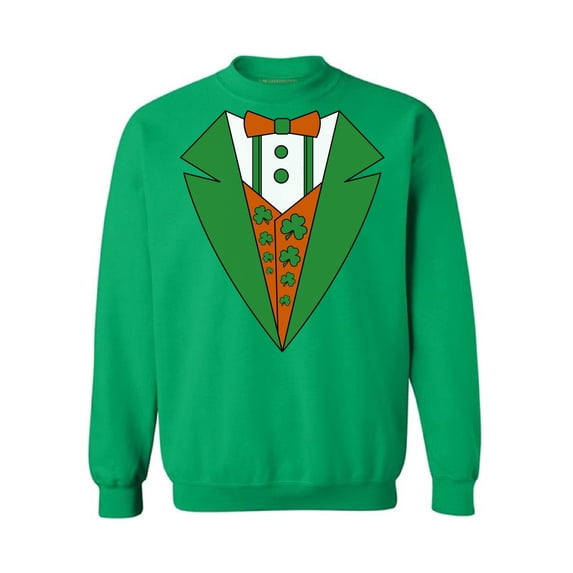 Awkward Styles Irish Tuxedo Sweatshirt Funny Leprechaun Suit Sweater for Men and Women Irish Gifts for St. Patrick's Day St. Paddy's Tuxedo Proud To Be Irish American Sweatshirts Lucky Shamrock Gifts