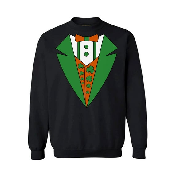 Awkward Styles Irish Tuxedo Sweatshirt Funny Leprechaun Suit Sweater for Men and Women Irish Gifts for St. Patrick's Day St. Paddy's Tuxedo Proud To Be Irish American Sweatshirts Lucky Shamrock Gifts