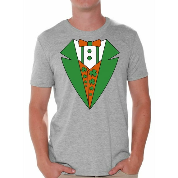 Awkward Styles Irish Tuxedo Tshirt for Men Men's Leprecahaun Costume Shirts for St. Patrick's Day Funny Irish Gifts for Men Proud To Be Irish American St. Paddy's Tuxedo T-Shirt Shamrock Green Gifts
