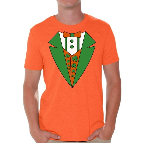 Awkward Styles Irish Tuxedo Tshirt for Men Men's Leprecahaun Costume Shirts for St. Patrick's Day Funny Irish Gifts for Men Proud To Be Irish American St. Paddy's Tuxedo T-Shirt Shamrock Green Gifts