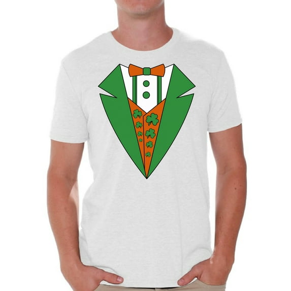 Awkward Styles Irish Tuxedo Tshirt for Men Men's Leprecahaun Costume Shirts for St. Patrick's Day Funny Irish Gifts for Men Proud To Be Irish American St. Paddy's Tuxedo T-Shirt Shamrock Green Gifts