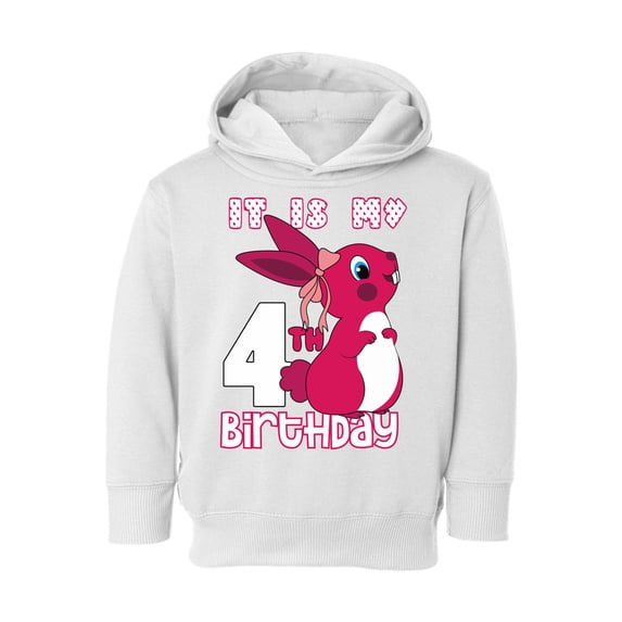 Awkward Styles It is My 4th Birthday Hoodie Pink Bunny Toddler Hooded Sweatshirt Birthday Girl Sweater