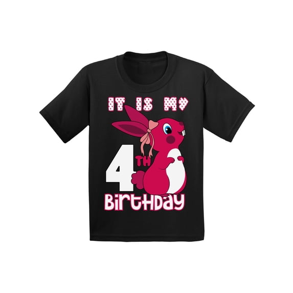 Awkward Styles It is My 4th Birthday T-shirt Pink Bunny Toddler Shirt Birthday Girl Tee