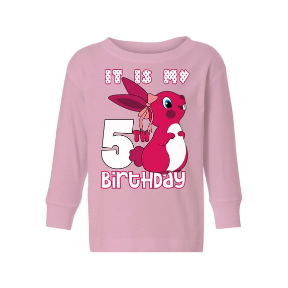 Awkward Styles It is My 5th Birthday Long Sleeve Shirt Pink Bunny Toddler T-shirt Birthday Girl Tee