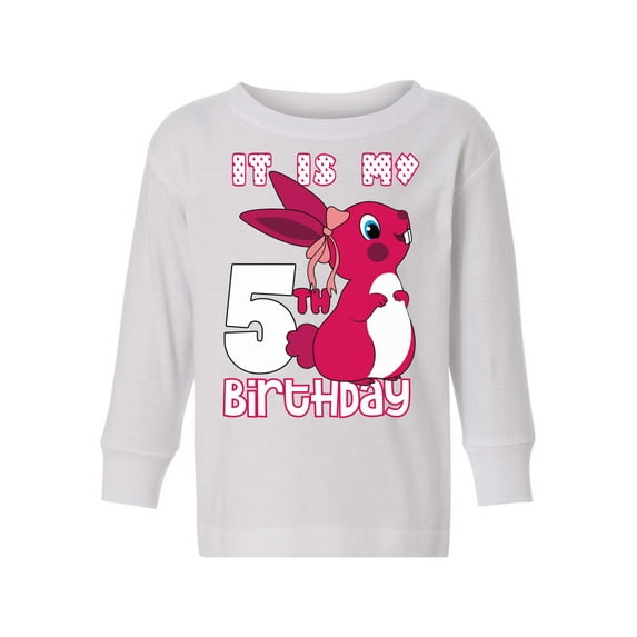 Awkward Styles It is My 5th Birthday Long Sleeve Shirt Pink Bunny Toddler T-shirt Birthday Girl Tee