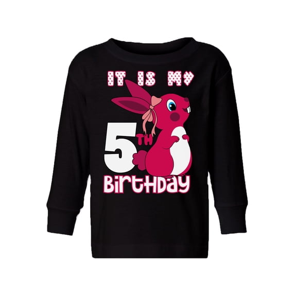 Awkward Styles It is My 5th Birthday Long Sleeve Shirt Pink Bunny Toddler T-shirt Birthday Girl Tee