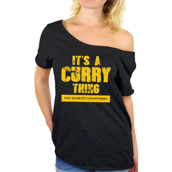 Awkward Styles It's a Curry Thing Off Shoulder Shirt for Women Spiced Oversized Shirts for Ladies Women Fashion Sauce Tshirt Indian T-Shirt for Her Curry Shirts Text Off The Shoulder T-Shirt