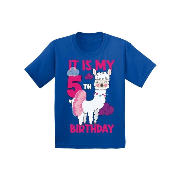 Awkward Styles It's My Fifth Birthday T-shirt Birthday Llama Toddler Shirt Birthday Girl