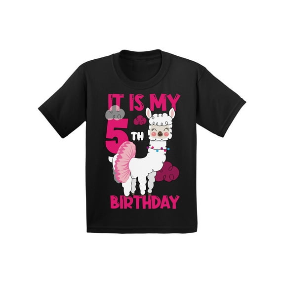 Awkward Styles It's My Fifth Birthday T-shirt Birthday Llama Toddler Shirt Birthday Girl
