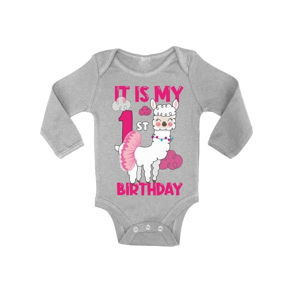 Awkward Styles It's My First Birthday Bodysuit Birthday Llama Baby Romper Birthday Girl