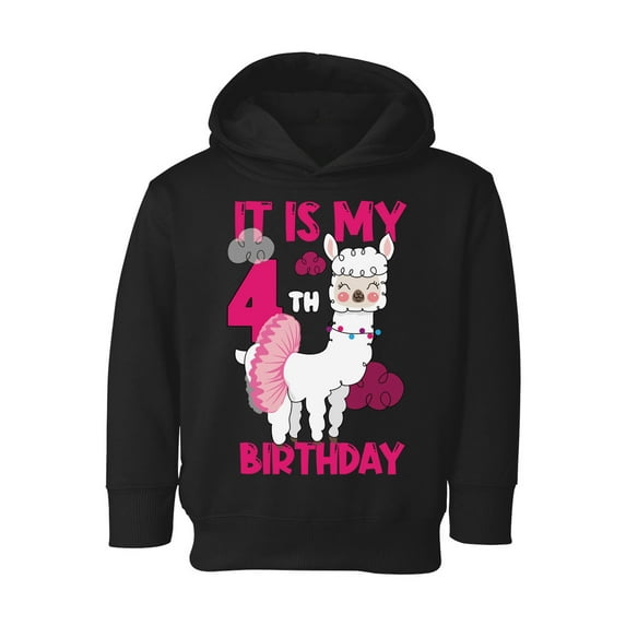 Awkward Styles It's My Fourth Birthday Hoodie Birthday Llama Toddler Hooded Sweatshirt Birthday Girl