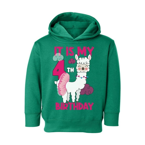 Awkward Styles It's My Fourth Birthday Hoodie Birthday Llama Toddler Hooded Sweatshirt Birthday Girl