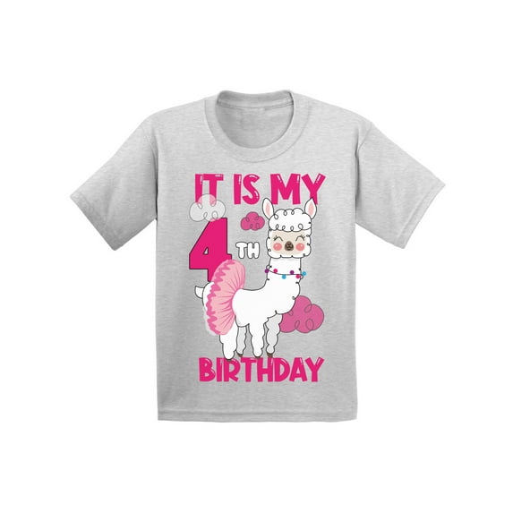 Awkward Styles It's My Fourth Birthday T-shirt Birthday Llama Toddler Shirt Birthday Girl