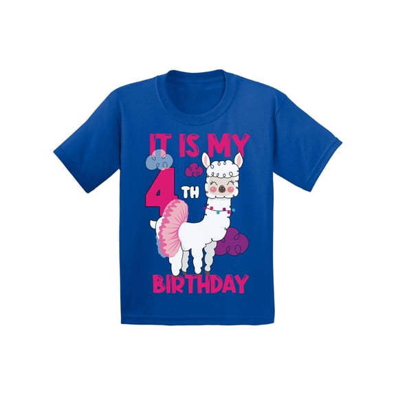 Awkward Styles It's My Fourth Birthday T-shirt Birthday Llama Toddler Shirt Birthday Girl