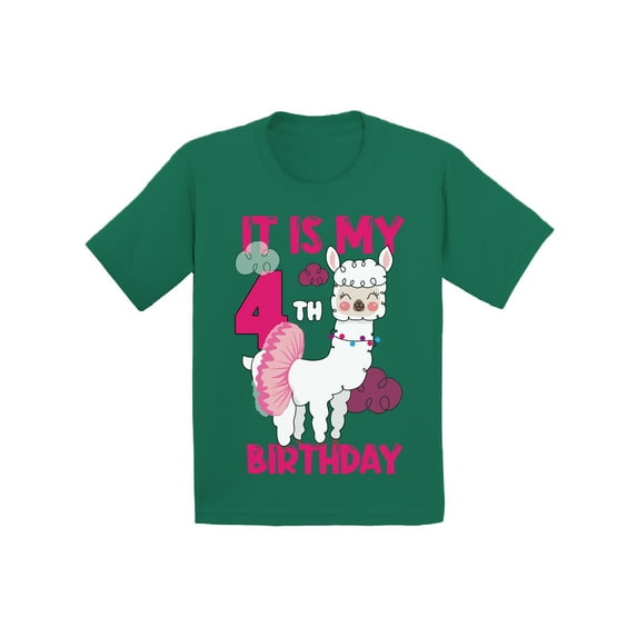 Awkward Styles It's My Fourth Birthday T-shirt Birthday Llama Toddler Shirt Birthday Girl