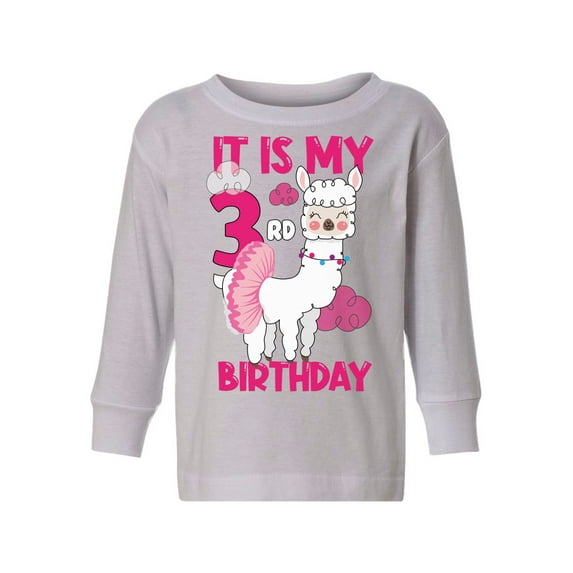 Awkward Styles It's My Third Birthday Long Sleeve Shirt Birthday Llama Toddler T-shirt Birthday Girl