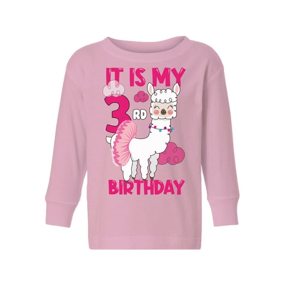 Awkward Styles It's My Third Birthday Long Sleeve Shirt Birthday Llama Toddler T-shirt Birthday Girl
