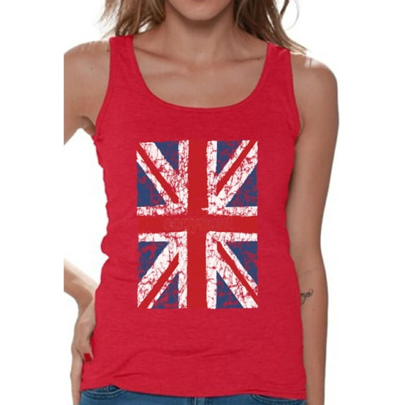 Awkward Styles Jack Flag Tank Top Stylish T Shirt for Ladies Tank Top for Girlfriend Patriotic Shirt United Kingdom Flag Shirt for Her England Lovers Tank Top for Sister New England