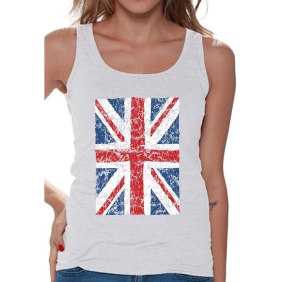 Awkward Styles Jack Flag Tank Top Stylish T Shirt for Ladies Tank Top for Girlfriend Patriotic Shirt United Kingdom Flag Shirt for Her England Lovers Tank Top for Sister New England