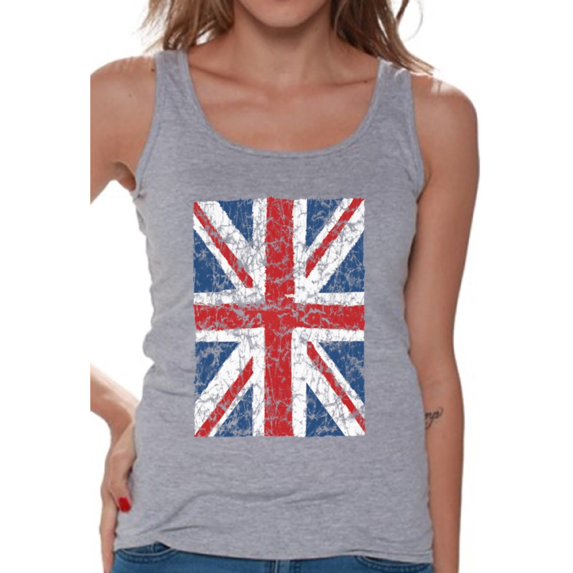 Awkward Styles Jack Flag Tank Top Stylish T Shirt for Ladies Tank Top for Girlfriend Patriotic Shirt United Kingdom Flag Shirt for Her England Lovers Tank Top for Sister New England