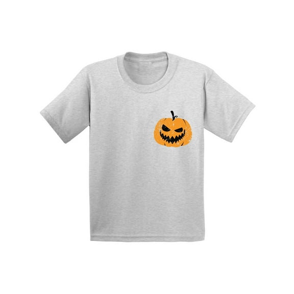 Awkward Styles Jack O'Lantern Pumpkin Shirt for Kids Halloween Pumpkin Pocket Shirt for Children Spooky Pumpkin Face Tee Cute and Easy Pumpkin Halloween Costume for Youth