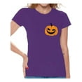 thumbnail image 1 of Awkward Styles Jack O'Lantern Pumpkin Shirt for Ladies Halloween Pumpkin Pocket Shirt for Women Spooky Pumpkin Face Tee Cute and Easy Pumpkin Halloween Costume for Ladies, 1 of 4