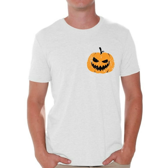 Awkward Styles Jack O'Lantern Pumpkin Shirt for Men Halloween Pumpkin Pocket Shirt for Men Spooky Pumpkin Face Tee Spooky and Easy Pumpkin Halloween Costume for Guys