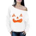 thumbnail image 1 of Awkward Styles Jack-O'-Lantern Pumpkin Sweatshirt Off The Shoulder Halloween Pumpkin Oversized Sweater Women's Halloween Sweatshirt Pumpkin Face Off The Shoulder Day of the Dead Oversized Sweater, 1 of 4