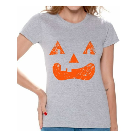Awkward Styles Jack-O'-Lantern Pumpkin Tshirt Halloween Shirts for Women Holiday Gifts Pumpkin Shirt Dia de los Muertos Tshirt Pumpkin Face T Shirt Trick or Treat Women's Shirt Halloween Party