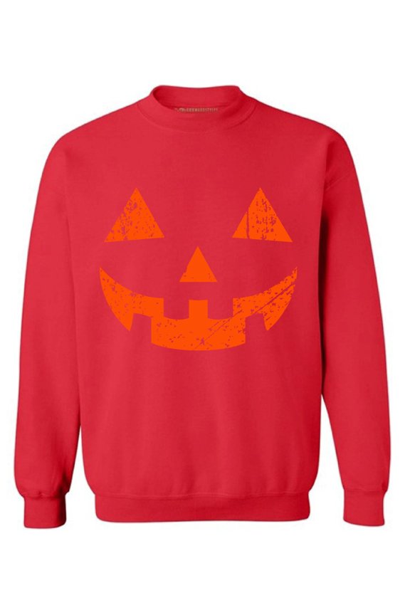 Jack-O'-Lantern Sweatshirt Men's Halloween Sweater Halloween Party Sweatshirt for Women Halloween Pumpkin Sweatshirt Unisex Pumpkin Face Sweater Holiday Gifts Trick Or Treat Sweater