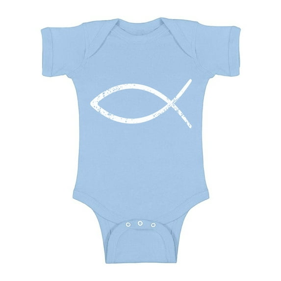 Awkward Styles Jesus Baby Bodysuit Short Sleeve Fish Romper for Kids Christian Romper for Boys Christian One Piece for Girls Jesus Romper for Children Christian Gifts for Little One Jesus Clothing