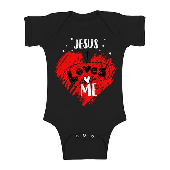 Awkward Styles Jesus Loves Me Bodysuit Short Sleeve for Newborn Baby Cute Birthday Gifts for 1 Year Old Jesus One Piece Top for Baby Boy Baby Girl Religious Outfit Baptisim Gifts God Lover