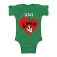 thumbnail image 1 of Awkward Styles Jesus Loves Me Bodysuit Short Sleeve for Newborn Baby Cute Birthday Gifts for 1 Year Old Jesus One Piece Top for Baby Boy Baby Girl Religious Outfit Baptisim Gifts God Lover, 1 of 4