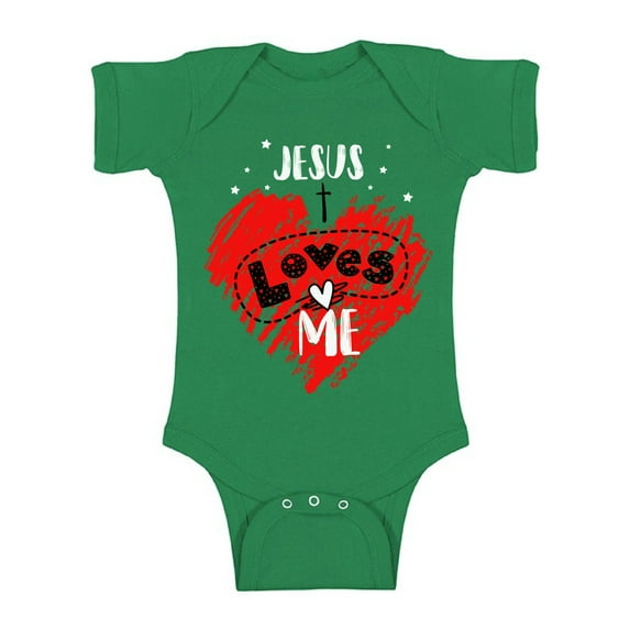 Awkward Styles Jesus Loves Me Bodysuit Short Sleeve for Newborn Baby Cute Birthday Gifts for 1 Year Old Jesus One Piece Top for Baby Boy Baby Girl Religious Outfit Baptisim Gifts God Lover