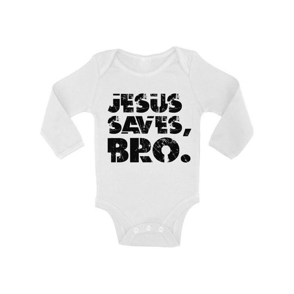 Awkward Styles Jesus Saves Baby Bodysuit Long Sleeve Tops for Newborn Baby Christian Clothes for Baby Boys Christian Bodysuits for Baby Girls Jesus Clothing for Baby Kids Jesus Saves Bro One Piece