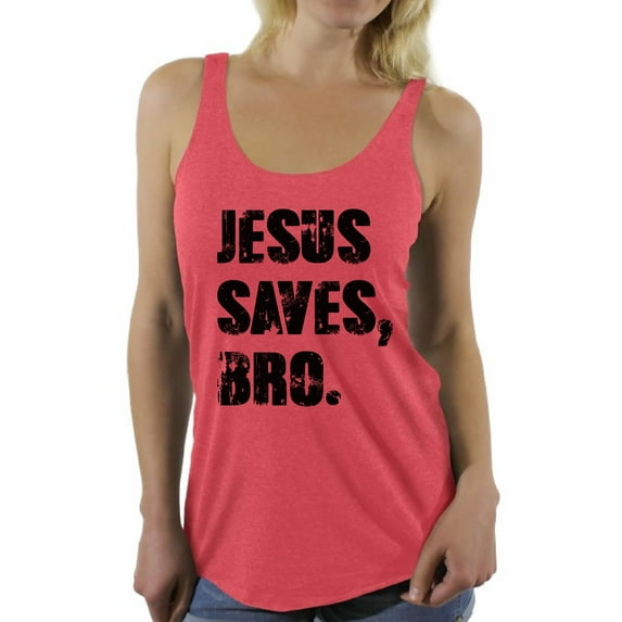 Awkward Styles Jesus Saves Bro Racerback Tank Top for Women Black Clothes for Ladies Jesus Womens Racerback Tank Top Jesus Clothing Jesus Tanks T Shirt for Her Jesus Saves Bro Ladies Shirt