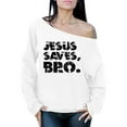 thumbnail image 1 of Awkward Styles Jesus Saves Ladies Off The Shoulder Sweater Black Clothing for Women Jesus Saves Bro Oversized Sweatshirt Christian Clothes Jesus Saves Bro Off The Shoulder Sweatshirt for Women, 1 of 4