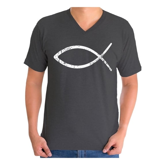 Awkward Styles Jesus V Neck Shirt for Men Christian Shirts Christian Fish Clothes for Men Team Jesus T-Shirt Fish Tshirt for Men Christian Gifts Jesus Shirts Jesus Clothing Collection for Men