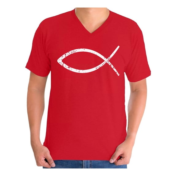 Awkward Styles Jesus V Neck Shirt for Men Christian Shirts Christian Fish Clothes for Men Team Jesus T-Shirt Fish Tshirt for Men Christian Gifts Jesus Shirts Jesus Clothing Collection for Men