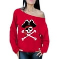 thumbnail image 1 of Awkward Styles Jolly Roger Skull Off Shoulder Sweatshirt Women's Pirate Skull Oversized Sweater Pirate Skull Flag Outfit for Dia de los Muertos Day of the Dead Gifts for Her Pirate Flag Outfit, 1 of 4