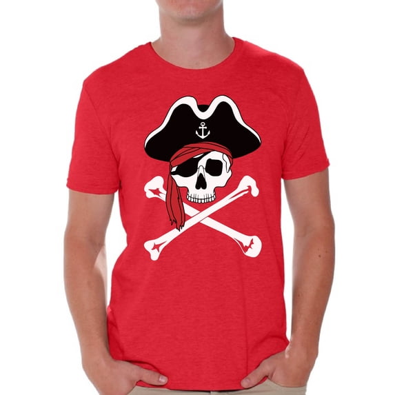 Awkward Styles Jolly Roger Skull Tshirt for Men Jolly Roger Skull Flag Gifts for Him Dia de los Muertos Shirts Men's Pirate Skull Shirt Day of the Dead Outfit Pirate Skull Flag Shirt for Men