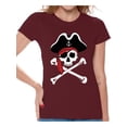 thumbnail image 1 of Awkward Styles Jolly Roger Skull Tshirt for Women Jolly Roger Skull Flag Gifts for Her Dia de los Muertos Shirts Women's Pirate Skull Shirt Day of the Dead Outfit Pirate Skull Flag Shirt for Women, 1 of 4