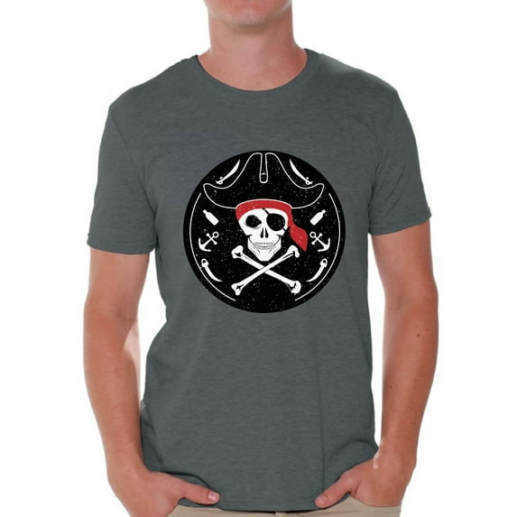 Awkward Styles Jolly Roger Tshirt for Men Pirate Skull Shirt Jolly Roger Skull T Shirt Dia de los Muertos Gifts for Him Day of the Dead Shirt Pirate Skull Flag Shirt Pirate Birthday Costume Shirt