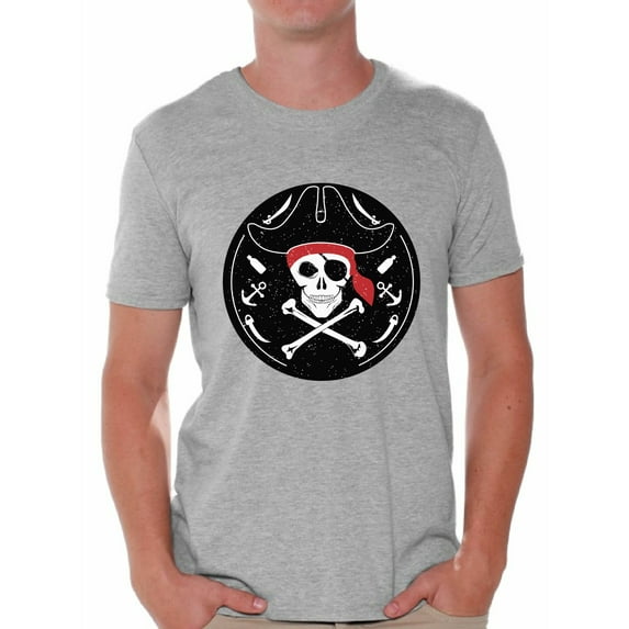 Awkward Styles Jolly Roger Tshirt for Men Pirate Skull Shirt Jolly Roger Skull T Shirt Dia de los Muertos Gifts for Him Day of the Dead Shirt Pirate Skull Flag Shirt Pirate Birthday Costume Shirt