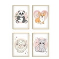 thumbnail image 1 of Awkward Styles Kawaii Posters Animal Posters Kids Wall Art Kids Room Decor Girls Boys Room Wall Art Panda Dog Sheep Cat Set of 4 Poster, 1 of 3